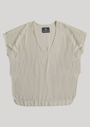 SHIRT SLEEVELESS-V-COLLAR CREME - BERENIK