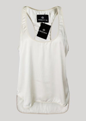 TANK TOP - SILKY RAYON SATIN white shiny - BERENIK