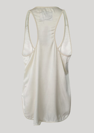 TANK TOP - SILKY RAYON SATIN white shiny - BERENIK