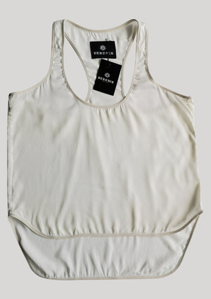 TANK TOP - SILKY RAYON SATIN white shiny - BERENIK