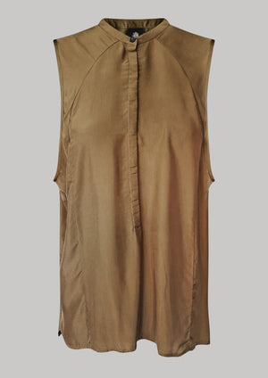 BLOUSE SLEEVELESS - SILKY CUPRO khaki - BERENIK