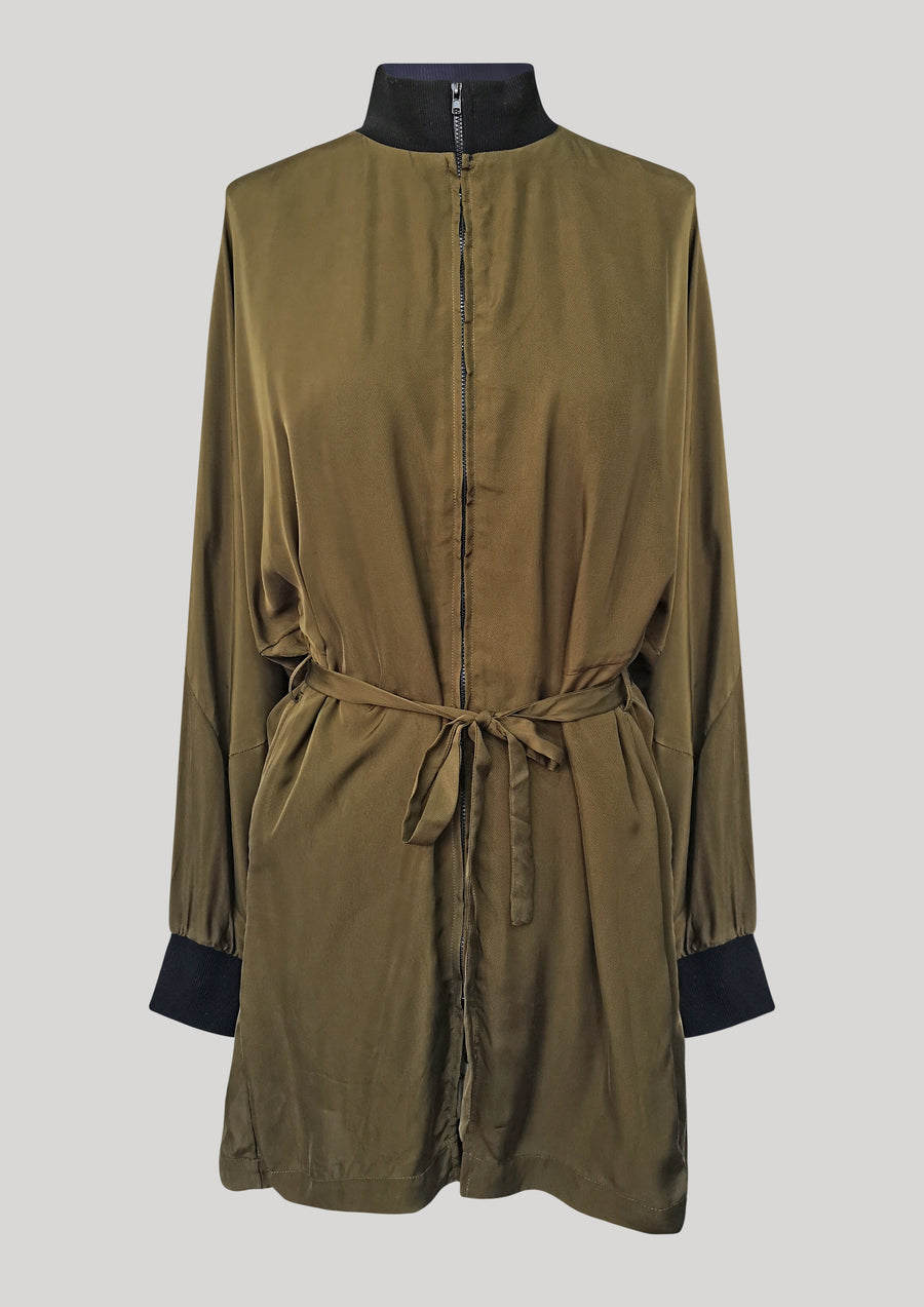 JACKET/DRESS - SILKY CUPRO khaki - BERENIK