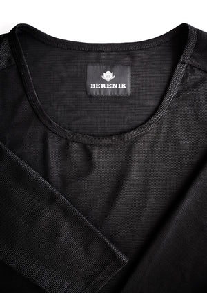 SWEATER TIGHT SLEEVES - FANCY TECH LACES STRETCH black - BERENIK