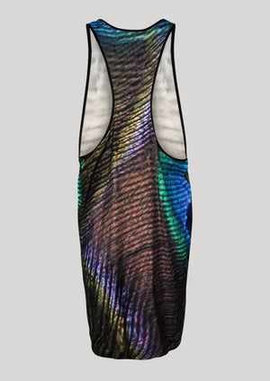 TANK TOP OVERSIZED - SILKY CUPRO printed peacock - BERENIK