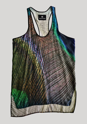 TANK TOP OVERSIZED - SILKY CUPRO printed peacock - BERENIK