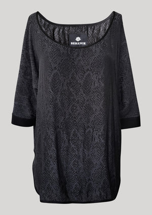 TOP OVERSIZED - JACQUARD SATIN black snake - BERENIK