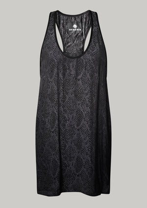 TANK TOP OVERSIZED - JACQUARD SATIN black snake - BERENIK