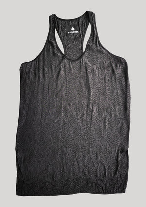 TANK TOP OVERSIZED - JACQUARD SATIN black snake - BERENIK