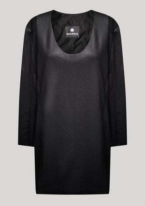 SWEATER/DRESS SIDE ZIP - FANCY TECH LACES black shiny - BERENIK