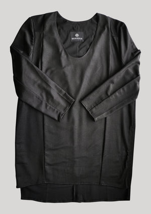SWEATER/DRESS SIDE ZIP - FANCY TECH LACES black shiny - BERENIK