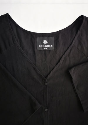 KIMONO SHIRT - black plain - BERENIK