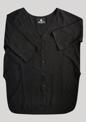 KIMONO SHIRT - black plain - BERENIK