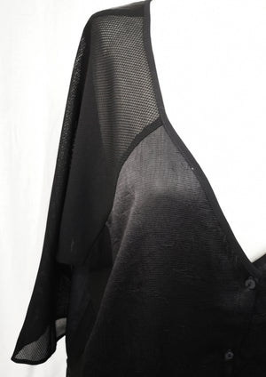 KIMONO SHIRT BLACK SHINY/MESH - BERENIK