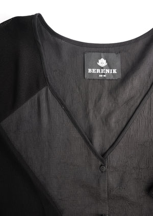 KIMONO SHIRT BLACK SHINY/MESH - BERENIK