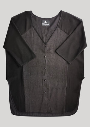 KIMONO SHIRT BLACK SHINY/MESH - BERENIK