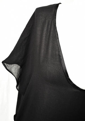 TOP SHORT SLEEVES - VINTAGE GEORGETTE black - BERENIK