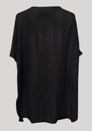 TOP SHORT SLEEVES - VINTAGE GEORGETTE black - BERENIK