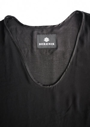 TOP SHORT SLEEVES - VINTAGE GEORGETTE black - BERENIK
