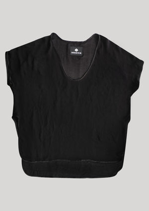 TOP SHORT SLEEVES - VINTAGE GEORGETTE black - BERENIK