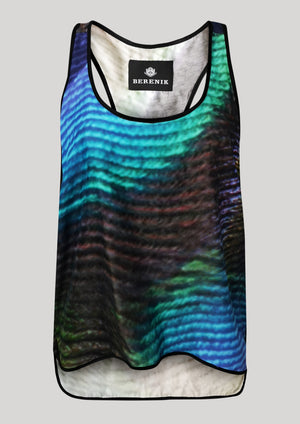 TANK TOP - SILKY CUPRO printed peacock - BERENIK