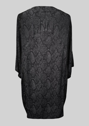 SHIRT V-COLLAR - JACQUARD SATIN black snake - BERENIK