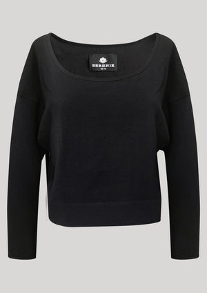 TOP LONG SLEEVES BLACK PLAIN ALL SEASON - VINTAGE CREPE black - BERENIK
