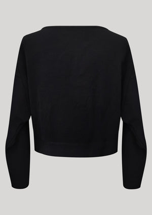 TOP LONG SLEEVES BLACK PLAIN ALL SEASON - VINTAGE CREPE black - BERENIK