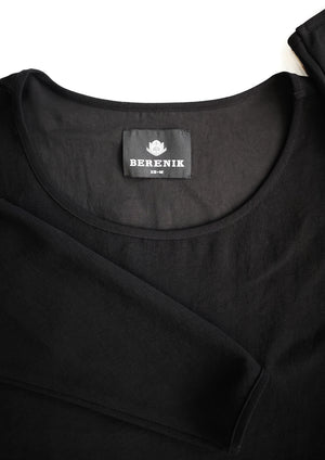 TOP LONG SLEEVES BLACK PLAIN ALL SEASON - VINTAGE CREPE black - BERENIK
