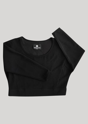 TOP LONG SLEEVES BLACK PLAIN ALL SEASON - VINTAGE CREPE black - BERENIK