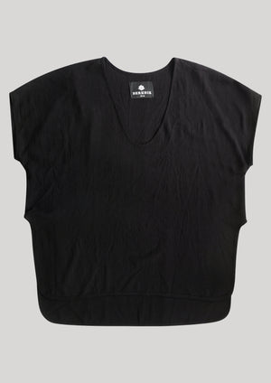 TOP SHORT SLEEVES WIDE - black matt - BERENIK