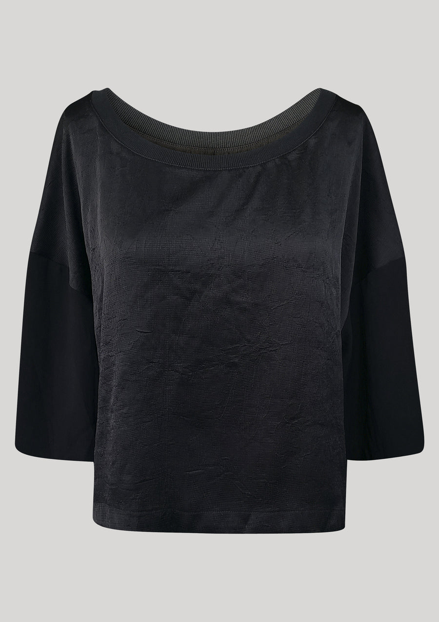 T-SHIRT FEMALE BLACK SHINY/MATT - BERENIK