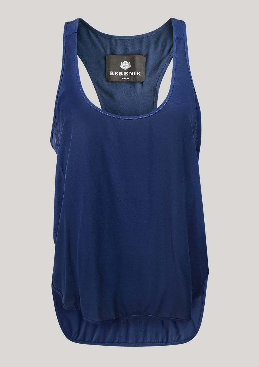 TANK TOP - SILK dark blue - BERENIK