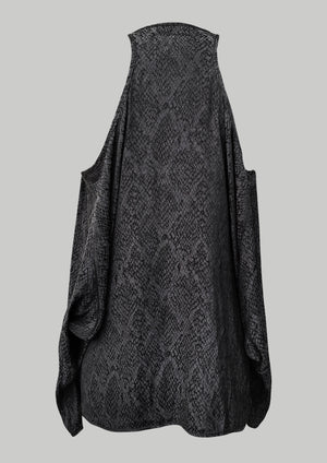 TOP CUT OUT - JACQUARD SATIN black snake - BERENIK