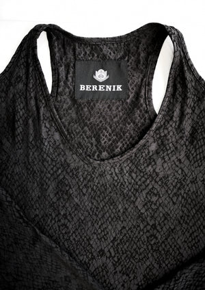 TOP CUT OUT - JACQUARD SATIN black snake - BERENIK
