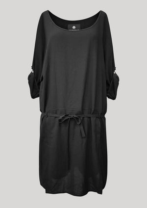 DRESS LONG - SLEEVES BLACK PLAIN - BERENIK