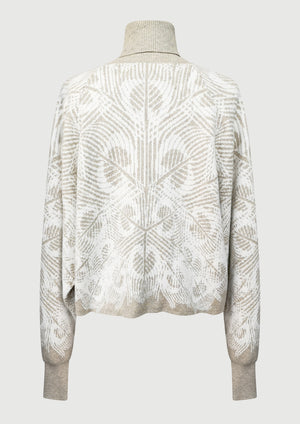 SWEATER TURTLENECK - KNIT JACQUARD beige/white - BERENIK