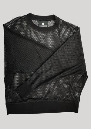 OVERSIZED SUMMER SWEATER - AIRY MESH black - BERENIK