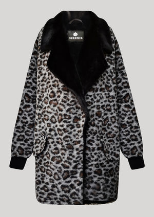 COAT FUR LINING - WOOL COATING animal print - BERENIK