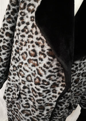 COAT FUR LINING - WOOL COATING animal print - BERENIK