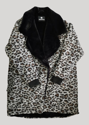 COAT FUR LINING - WOOL COATING animal print - BERENIK