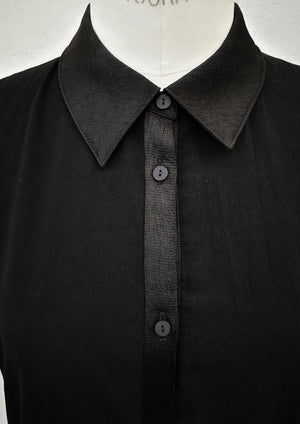 BLOUSE SHORT SLEEVES - THIN DRAPING black - BERENIK