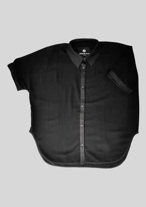 BLOUSE SHORT SLEEVES - THIN DRAPING black - BERENIK