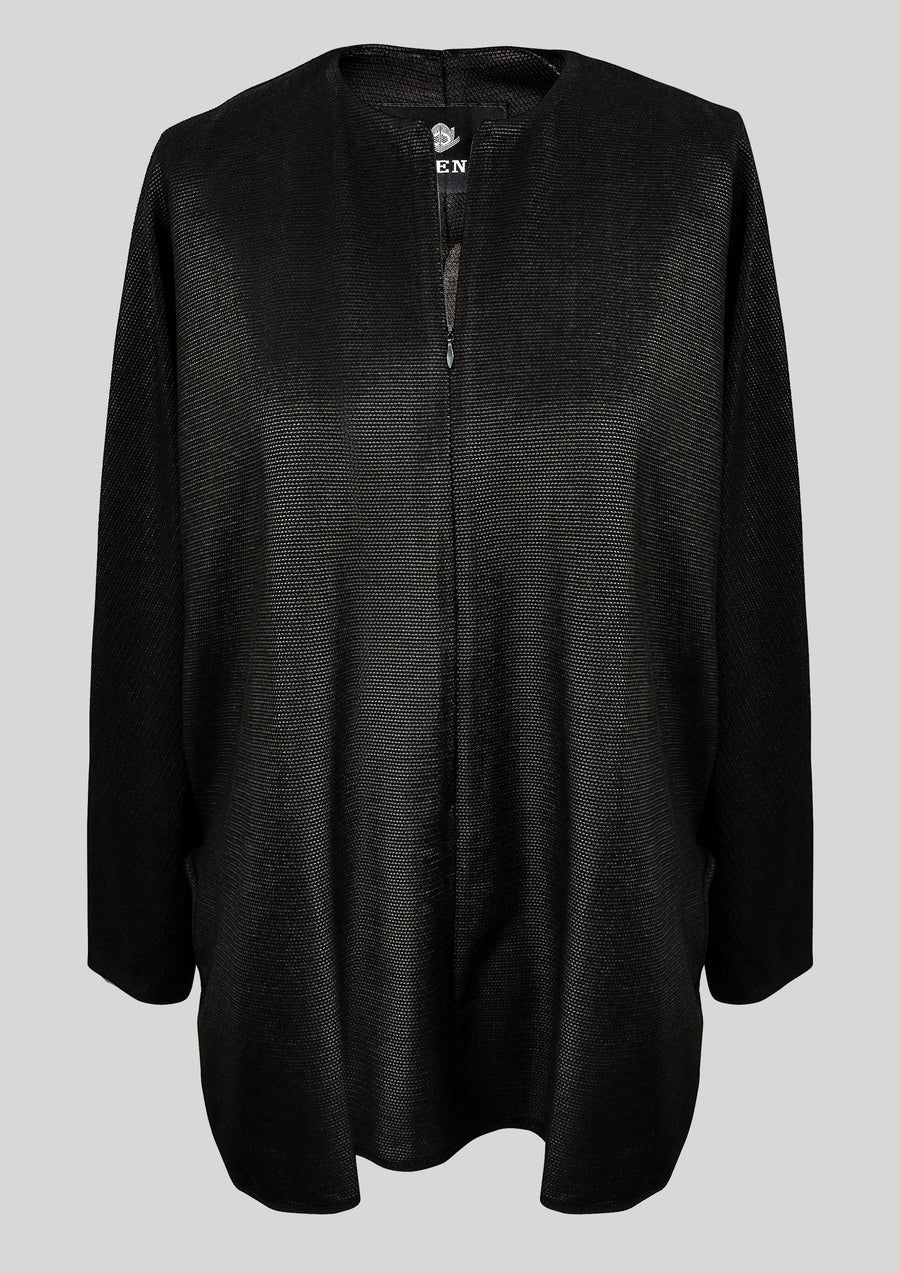 SHIRT ZIP OVERSIZED - TECH LACES STRETCH black - BERENIK