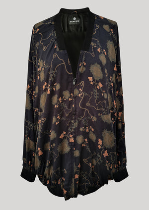 PILOT JACKET V NECK - RAYON print rust/black - BERENIK