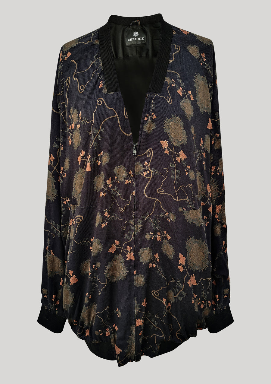 PILOT JACKET V NECK - RAYON print rust/black - BERENIK