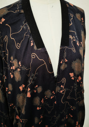 PILOT JACKET V NECK - RAYON print rust/black - BERENIK