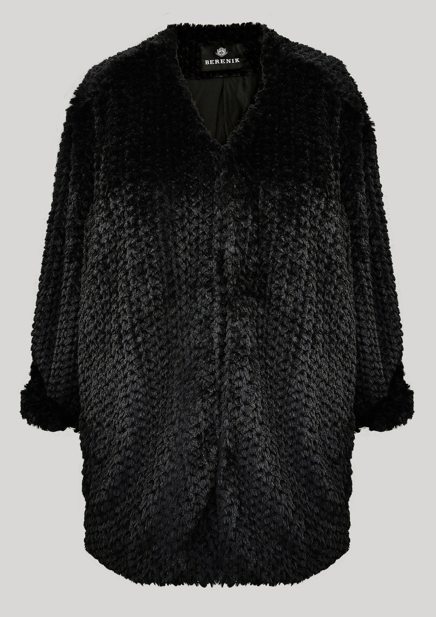 CARDIGAN - FAUX FUR black - BERENIK