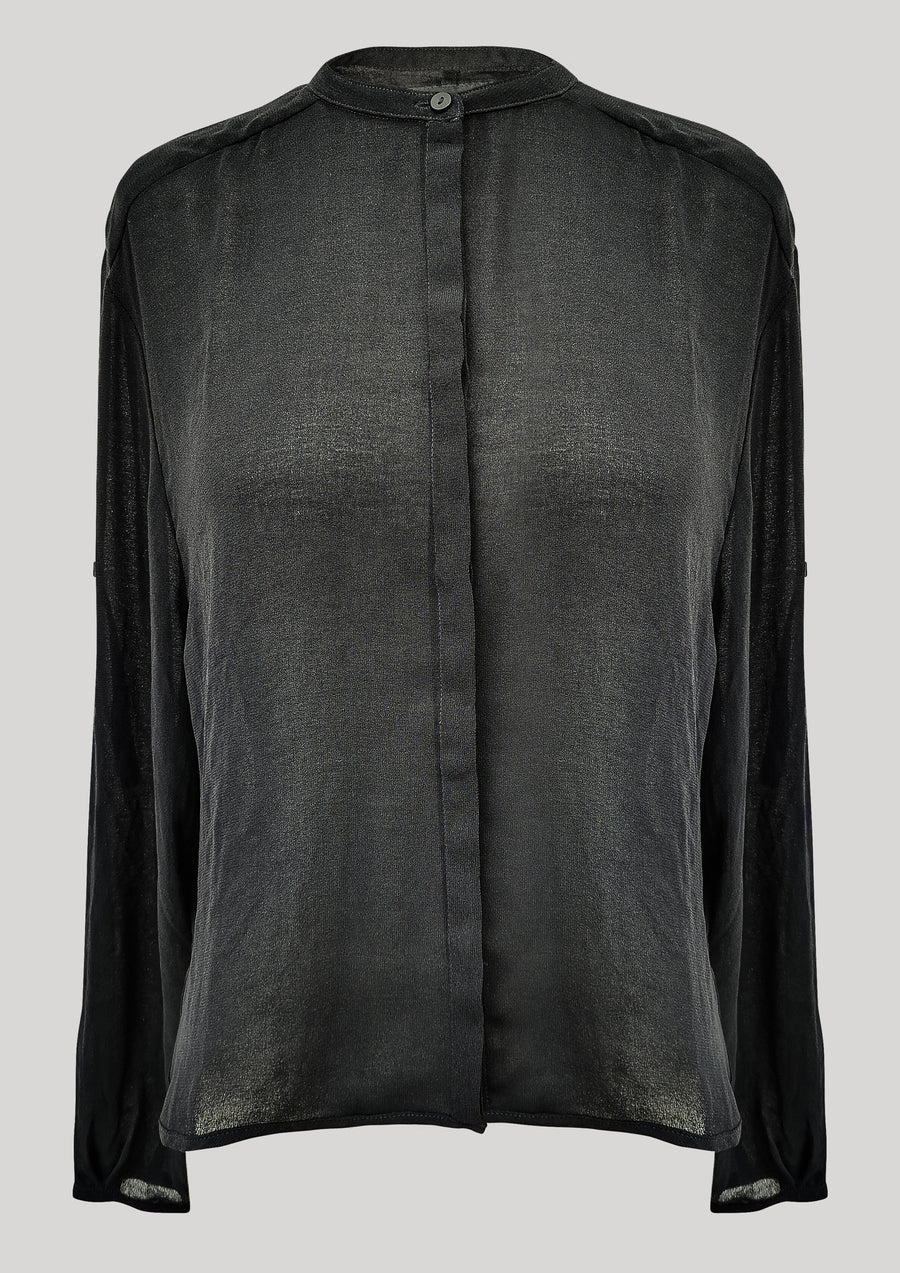 BLOUSE LONG SLEEVES - VINTAGE GEORGETTE black - BERENIK