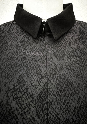 SHIRT COLLAR ZIP - JACQUARD SATIN black snake - BERENIK