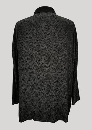 SHIRT COLLAR ZIP - JACQUARD SATIN black snake - BERENIK